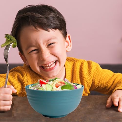 Unbreakable Wheat Straw Cereal Bowls Set of 4, 24 OZ Microwave and Dishwasher Safe Lightweight Soup and Salad Bowl Sets, Reusable Dessert Bowls for Rice, Pasta, Snack, Fruit, BPA Free (Dark Green) - color: Dark Green