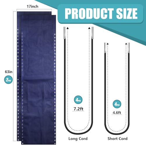 Queekay 2 Pcs Gravity Chair Replacement Fabric with 8 Bungee Cord Lounge Chair Cloth Mesh Patio Chair Repair Kit for Patio Recliner Outdoor Lawn Pool Beach Sling Chair(Blue, 63" x 17") - color: Blue, size: 63" X 17"