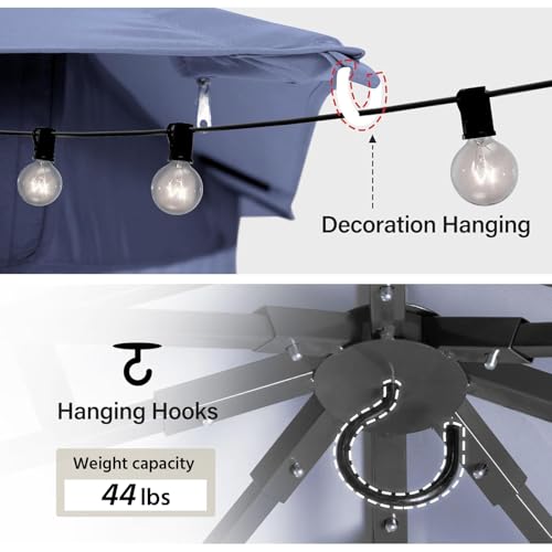 LAUSAINT HOME 8'x8' Outdoor Gazebo, Metal Frame Heavy Duty Patio Canopy Tent Shelter with Double Roofs, Mosquito Nettings and Privacy Screens for Backyard, Garden, Lawn, Navy Blue - color: Navy Blue, size: 8'x8'