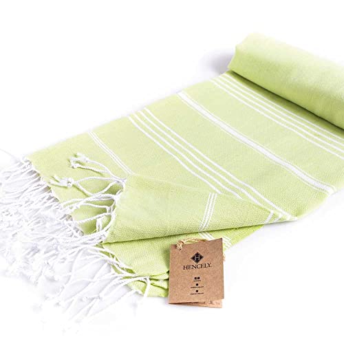 Hencely Turkish Beach Towel 37x68 Oversized, Sand-Free, Quick-Dry, Lightweight - Travel Essential for Pool & Bath - Striped 100% Cotton Bathroom Towels Accessories Gift (Pistachio) - color: Pistachio