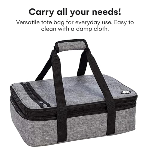 VP Home Large Casserole Carrier - Double Compartment Insulated Bag for Hot or Cold Food - Cupcake Carrier - Insulated Tote Bag with Lid for Travel Parties or Food Transport Containers - Heather Gray - color: Double Heather Gray