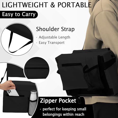 2pcs Stadium Seat for Bleachers with Back Support，Portable Bleacher Chairs with Back and Cushion，Includes Shoulder Strap and Cup Holder - color: Black,2 Pack