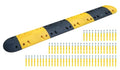 Pittman 28 ft XPT Eco Speed Bump Kit with Cable Channels, Heavy Duty Plastic-Rubber Reflective Black/Yellow Modular Traffic Hump for Asphalt, Concrete, Includes Mounting Hardware - 68 Bolts (755679) - size: 28'