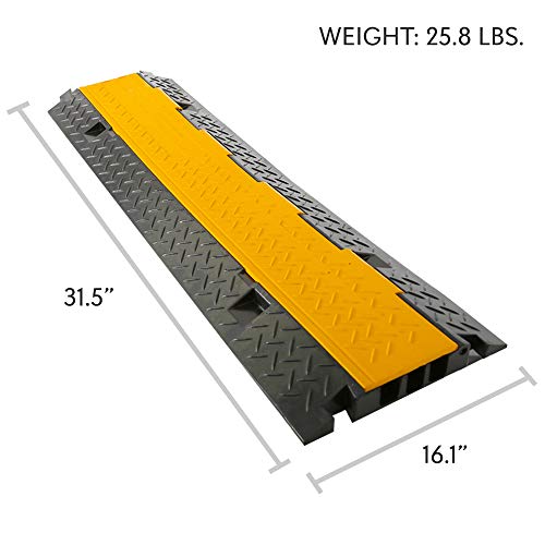Pyle Durable Cable Protective Ramp Cover - Supports 33000lbs 4-Channel Heavy-Duty Cord Protection w/Flip-Open Top Cover, 31.5” x 16.1” x 3.14” Cable Concealer for Indoor/Outdoor, 2 Pack PCBLCO106X2 - style: 2 Pack