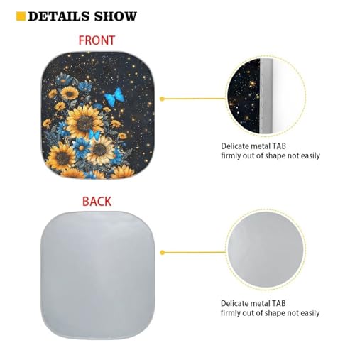 Butterfly Sunflower Car Windshield Cover Summer Outdoor Sun UV Rays Blocker Sun Visor Auto Protective Accessiors Pack of 2 UV Sun Heat Reflecting Foldable Peotector Shade - color: Butterfly Sunflower