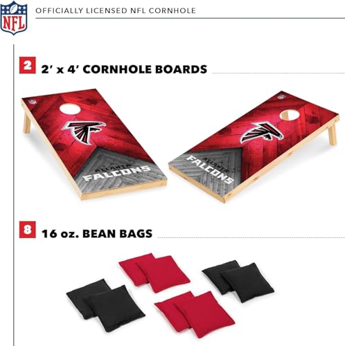 Wild Sports NFL Atlanta Falcons 2' x 4' Regulation Size Solid Wood Cornhole Set with Direct Print HD Team Graphics
