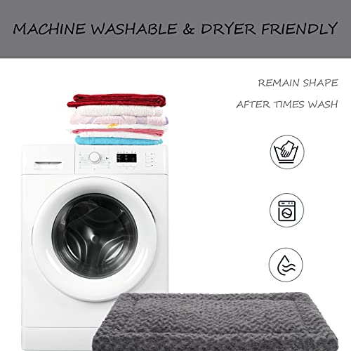 Washable Dog Bed Mat Ultra Soft Dog Crate Pad Comfy Fluffy Pet Kennel Beds Sleeping Mattress for Large Jumbo Medium Small Dogs, 36 x 23 Inch, Gray - color: Grey, size: 36.00" x 23.00" x 1.50"