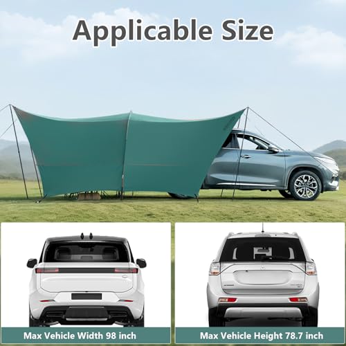 BISINNA Camping Tarp 18x13ft Car Awning Blackout Waterproof Hammock Rain Fly Sun Shade Rain Protection Canopy for Outdoor Beach Picnic (Green) - color: Green