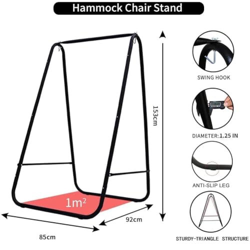 Hammock Chair with Stand,Hammock Chair Stand with Hanging Swing Chair Included,Weather Resistant Hammock Stand Max 450 Lbs,Saving Space Swing Stand for Indoor Outdoor Patio Yard Patented(Coffee)