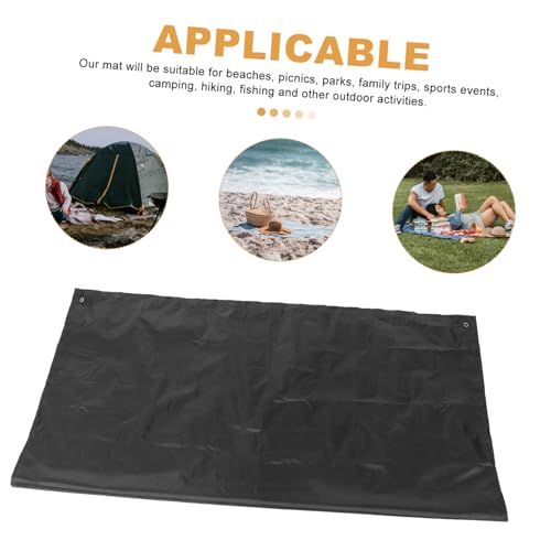 Angoily Waterproof Outdoor Picnic Blanket Mat with Oxford Fabric, Foldable Portable Camping Ground Sheet for Beach, Tent, and BBQ Use – Black, Moisture-Resistant Picnic Pad