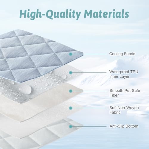 COZY KISS Dog Cooling Mat 27"x36" Q-Max>0.4, Waterproof Pet Bed Cover, Non-Slip Dog Bed Mat, Washable Cooling Pad for Small Dogs, Cats, Crate, Couch, Furniture Protector(Blue) - color: Blue, size: 27"x36"