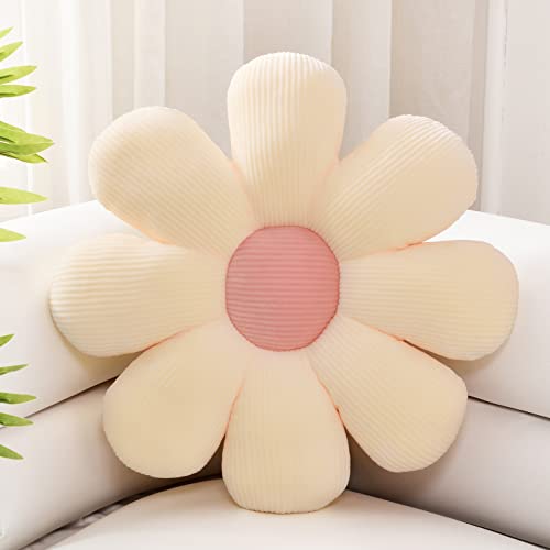 Sioloc Flower Pillow,Shaped Throw Pillow Butt Cushion Floor Pillow,Seating Cushion,Cute Room Decor & Plush Pillow for Bedroom Sofa Chair(Beige,15.7'') - color: Beige