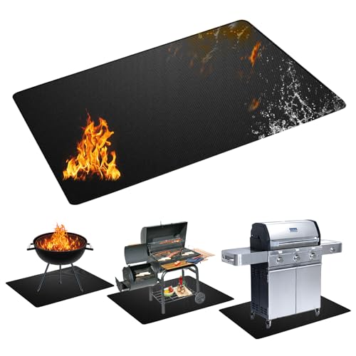 65x48 Inch Fireproof Grill Mat, Double-Sided Waterproof & Oil-Proof BBQ Mat for Outdoor Grills, Decks, Patios, Lawns; Indoor Fireplace & Fire Pit Use - size: 65x48