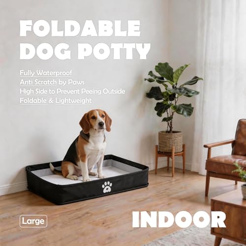 MEEXPAWS Dog Pee Pad Holder Tray Foldable, Puppy Pad Holder Liner Base High Side, Litter Box Indoor for Large Dog 33’’x22’’, Training Leak-Proof, Potty Easy Clean - color: Black, size: Large - 33'' x 22'' x4''