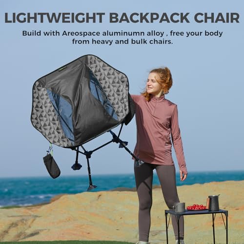 ATEPA UFO3.0 Ultralight Backpacking Chair, 330 lbs Heavy-Duty Aerospace Aluminum Folding Camp Chair with Hexagon Ergonomic Seat Anti-Sink Feet, Compact Portable Outdoor Gear for Hiking Fishing, Black - color: Black Pro- 1 Pack