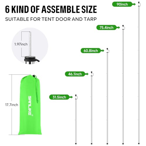 Tarp Poles Adjustable Heavy Duty 90 in Camping Tent Poles for Tarp Portable Telescoping Tent Poles for Awnings Canopy Rain Fly Shelter Set of 2 - color: Tarp Pole Silicone Cap