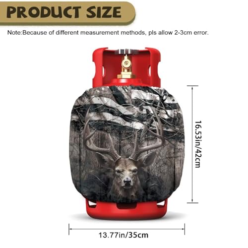 American Deer Propane Tank Covers 20lb Retro Outdoor Heavy Duty Waterproof Windproof Gas Tank Cylinder Cover with Elastic Brand, Dress up Your Gas Grill, Fits Standard 20lb Cylinder - color: American Deer Retro