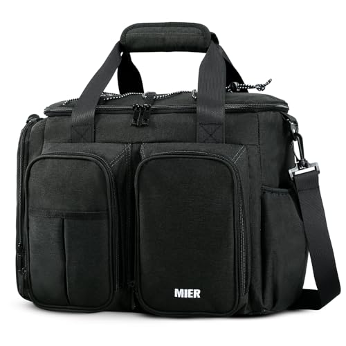 MIER Lunch Box for Men Heavy Duty Insulated Lunch Bag 20 Cans Large Leakproof Soft Cooler Bags with Multiple Pockets for Picnic Work Travel (Dark Gray) - color: Dark Grey