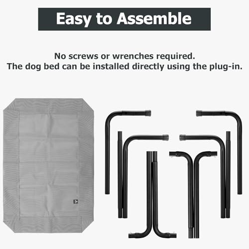 Elevated Dog Bed for Outdoor, XXL Raised Dog Cot Indestructible with Washable Mesh, Cooling Summer Pet Cot Chew Proof for Outside Camping Travel, 51 inch Grey - color: Grey, size: 51"L x 31"W x 8"Th