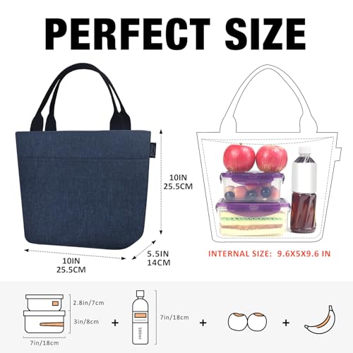 Aosbos Lunch Tote Bag, Insulated Lunch Box for Women, Leakproof Lunch Cooler Purse for Work, Blue - color: H. Classic Blue