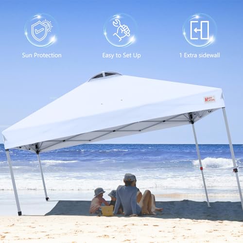 MASTERCANOPY Durable Pop-up Canopy Tent with 1 Sidewall (10'x10',White) - color: White, size: 10x10