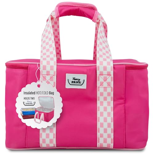 Fancy Panz - Pink Insulated Casserole Carrier Bag - Insulated Thermal Bags for Hot & Cold Food Holds 2 Standard Size Fancy Panz - 2 Pockets - Food Container - Hosting Essentials - color: Pink