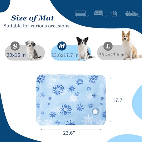 Cooling Mat for Dogs - 2025 Upgraded 23.6"x17.7" Washable Pet Cooling Pad, Non-Slip Kennel Bed for Summer, Portable Ice Mat for Dogs/Cats - color: Azure Snowflakes, size: 23.6"*17.7"(medium)
