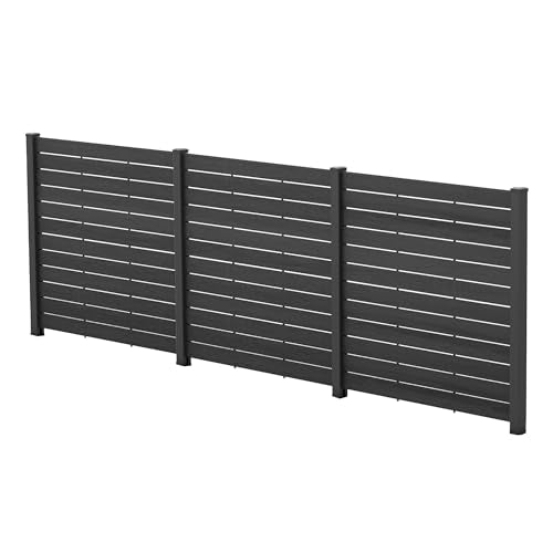Kozyard 50" W x 48" H Privacy Screens Fence Panel Specifically for Hard Surfaces, Aluminum Post, Air Conditioner Fence Panels, Pool Equipment Enclosure, Trash Can Screens Fence with Base G*9PCS - color: 3Panels/Hard Surfaces