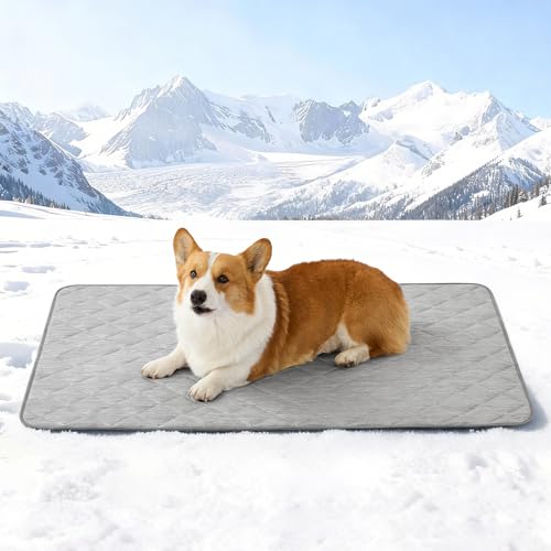 COZY KISS Dog Cooling Mat 32"x44" Q-Max>0.4, Waterproof Pet Cooling Pad, Leakproof & Non-Slip Dog Bed Cover, Washable Cooling Blanket for Medium Dogs, Crate, Sofa, Floor(Gray) - color: Gray, size: 32"x44"