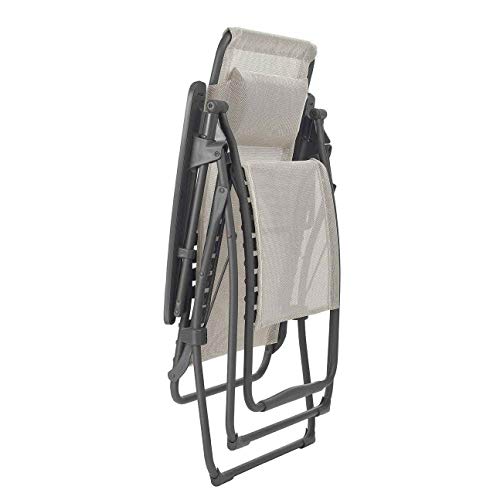 Lafuma Futura XL Zero Gravity Outdoor Steel Framed Lawn Recliner Chair with Armrest, Extra Wide Recliner, and Adjustable Neck Pillow, Seigle - color: Grey (Seigle), style: XL Futura Zero Gravity