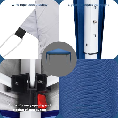 Outvita 10x10ft Ez Pop Up Outdoor Canopy Tent, Portable Commercial Instant Tent with Carry Bag for Party Wedding Birthday BBQ Events - style: 10x10-blue