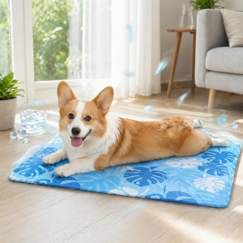 Drydiet Pet Cooling Mat for Small & Medium Dogs and Cats, 25.6"x19.7" Rectangle Gel Pet Pad, No Water, Washable, Indoor/Outdoor Use