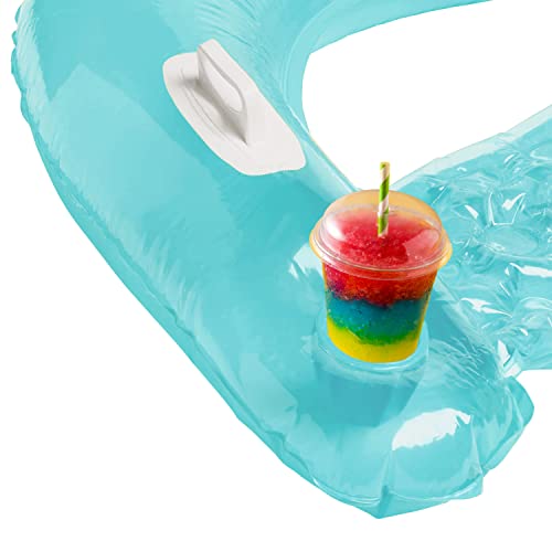 Inflatable Pool Chair Float (2 Pack) Pool Floats Adult Size with Drink & Phone Holder - Heavy Duty Lounger Floating Recliner Blow Up Floaties Hammock Noodle Water Floaty Lake Beach Tanning Float