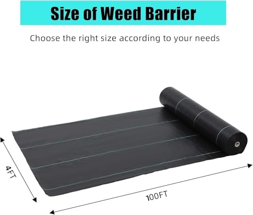 Towallmark 4ft x 100ft Weed Barrier Landscape Fabric 1.8oz, Premium Non-Woven Ground Cover Weed Block Gardening Mat, Easy Setup, Superior Weed Control, for Erosion Control, Weed Block, Ground Cover - size: 4ftx100ft & 1.8oz