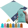 ECCOSOPHY Sand Proof Beach Blanket - Waterproof Picnic Blanket 60x55 Outdoor Compact Pocket Blanket Lightweight Ground Cover for Hiking Camping Festivals Sports Travel with Bag & Stakes (Pistachio) - color: Pistachio