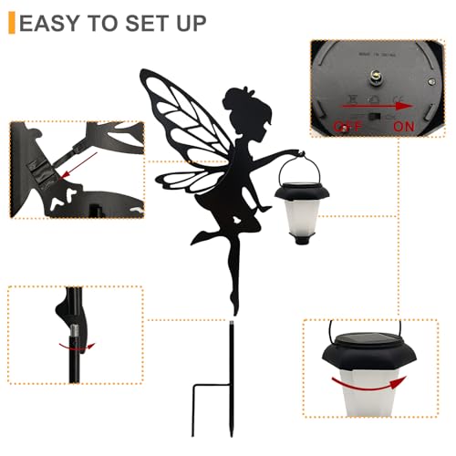 Solar Fairy Garden Stake Decorative Lantern, 2 Pack Metal Fairy Angel Garden Silhouette Lights for Lawn, Pathway, Patio, Yard Outdoor Decor - size: Fairy2