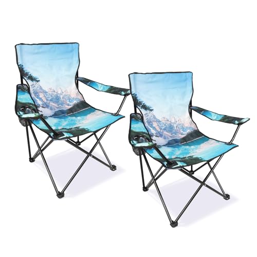 Northroad 2 Pack Camping Chairs Portable Camp Chairs, Folding Lawn Chairs with Cup Holder for Outdoor Camping, Hiking, Travel, Patio, Beach, Picnics - color: Light Blue