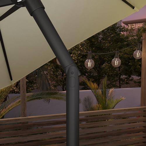 Sunline 9 ft Patio Umbrella with Crank & Push Button Tilt, Outdoor Market Umbrella with UV Protection & Wind Vent, Metal Frame for Deck, Pool & Table, Antique Beige - color: Antique Beige, size: 9 foot