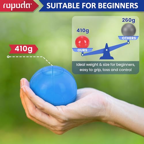 ropoda 100mm Bocce Ball Set, Lighter Bocce Ball for Beginners with 8 Balls, Pallino, Case and Measuring Rope for Backyard/Beach/Lawn, Composite Plastic for Kids Teens Beginners - size: 100mm