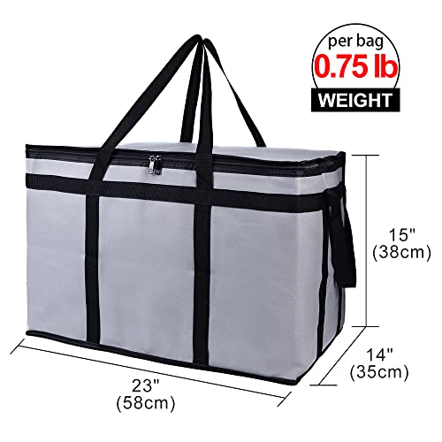 Bodaon 4-Pack Insulated Food Delivery Bag, XXX-Large Meal Grocery Tote Insulation Bag for Hot and cold Food, Commercial Cooler/Thermal Bags, Large Capacity Reusable Warming Bag, Gray - color: Grey, size: XXX-Large