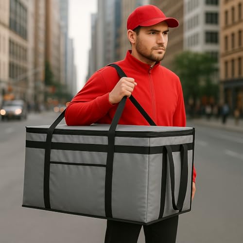 musbus 2 pack XXXL Gray Insulated Food Delivery Bag Cooler Bags Keep Food Warm Catering Therma Catering cooler bags keep food warm catering therma catering shopper accessories hot - color: Gray, size: XXX-Large（24W x 15H x 14D）