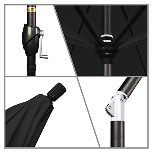 California Umbrella GSPT908302-5408 9' Round Aluminum Market, Crank Lift, Push Button Tilt, Black Pole, Sunbrella Patio Umbrella, 9-Feet - color: Black