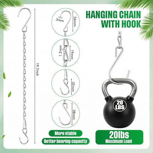 2 Pack Hanging Chain for Bird Feeders, Planters, Lanterns and Ornaments (19.7 Inch, Silver) - color: Silver, size: 19.7 Inch