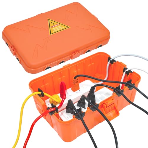 Hrensaw Large Outdoor Electrical Box(12.5x8.5x5inch),IP54 Waterproof Outdoor Outlet Covers,Weatherproof Extension Cord Covers Protect Outlet,Plug,Timer,Power Strip,Holiday Light,Orange - color: Orange, size: Large