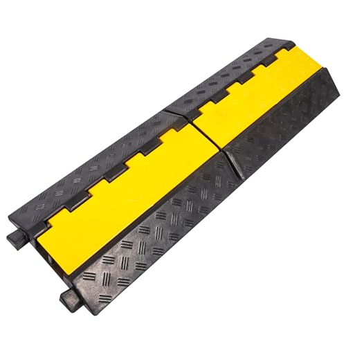 Rubber Cable Ramp Cable Protector Ramps Wire Hose Protective 2 Channel Traffic Rubber Plastic Cord Cover Speed Bump for Asphalt Concrete Gravel Driveway Outdoor, 1 Pack - color: 2 channel-1 pack