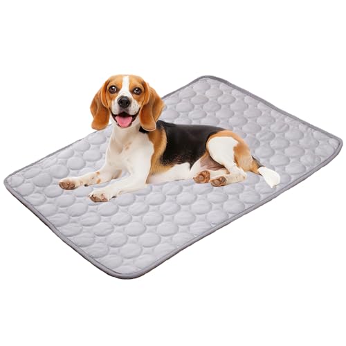 Dog Cooling Mat,2025 Upgrade Pet Cooling Mat for Dogs Cats,Summer Ice Silk Cool Mats & Sleeping Pad for Indoor or Outdoor,Perfect as Blanket for Kennel Sofa Bed Floor Car (Grey, Large, 26.7"x20.8") - color: Grey, size: Large