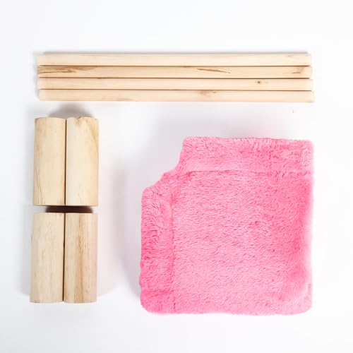 Patas Lague Cat and Dog Hammock Bed for Small Dogs, Brethable Wooden Cat Pet Rabbit Elevated Bed Cots Furniture for All Seasons Fleece Hot Pink - color: Fleece Hot Pink