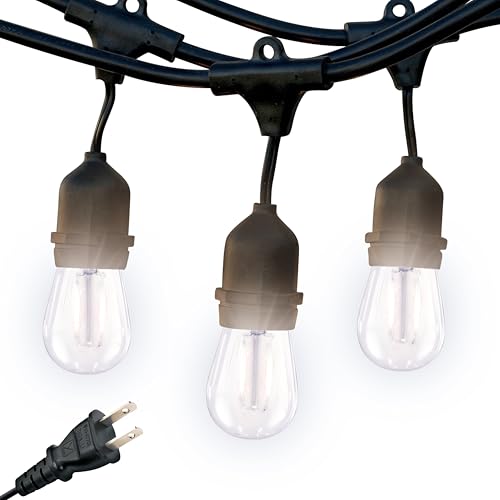 Brightech Ambience Pro - Waterproof LED Outdoor String Lights - Hanging, Dimmable 2W Vintage Edison Bulbs - 48 Ft Commercial Grade Patio Lights Create Cafe Ambience in Your Backyard - style: 48 Foot - Neutral White (3000K)