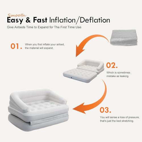 DIMAR GARDEN Inflatable Couch Flocked Blow Up Couch Mattress,Outdoor Air Sofa Bed for Camping,Full Size - size: Flocked Full