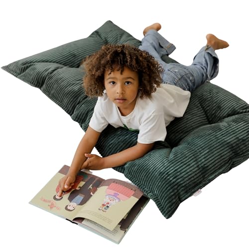 Tufted Floor Cushion – Plush Corduroy Floor Pillow for Reading, Meditation and Yoga – Soft Cozy Window Seat Cushion for Living Room and Bedroom for Adults and Kids - made in EU (Petrol Green, Medium) - color: Petrol Green, size: Medium